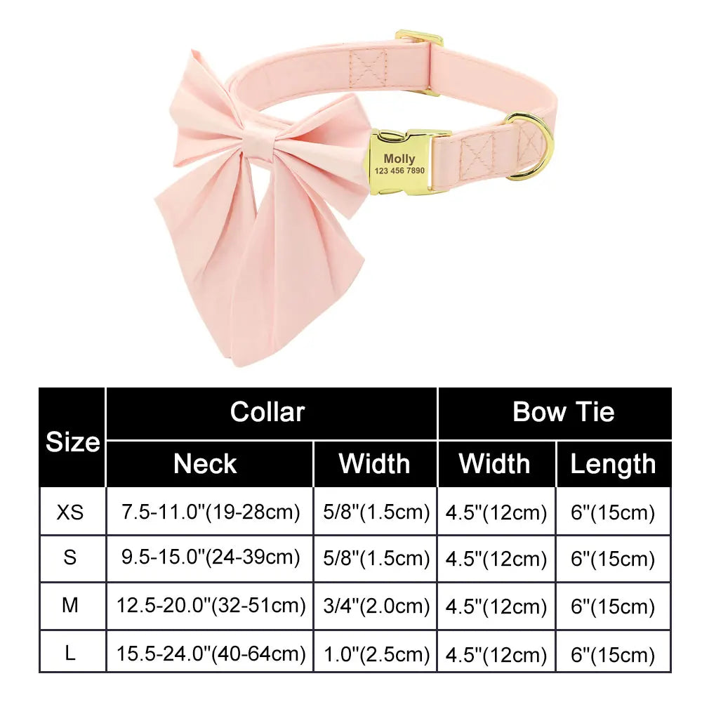 ✨ Personalized Nylon Bowknot Dog Collar – Custom Printed Name Tag for Small & Medium Dogs ✨