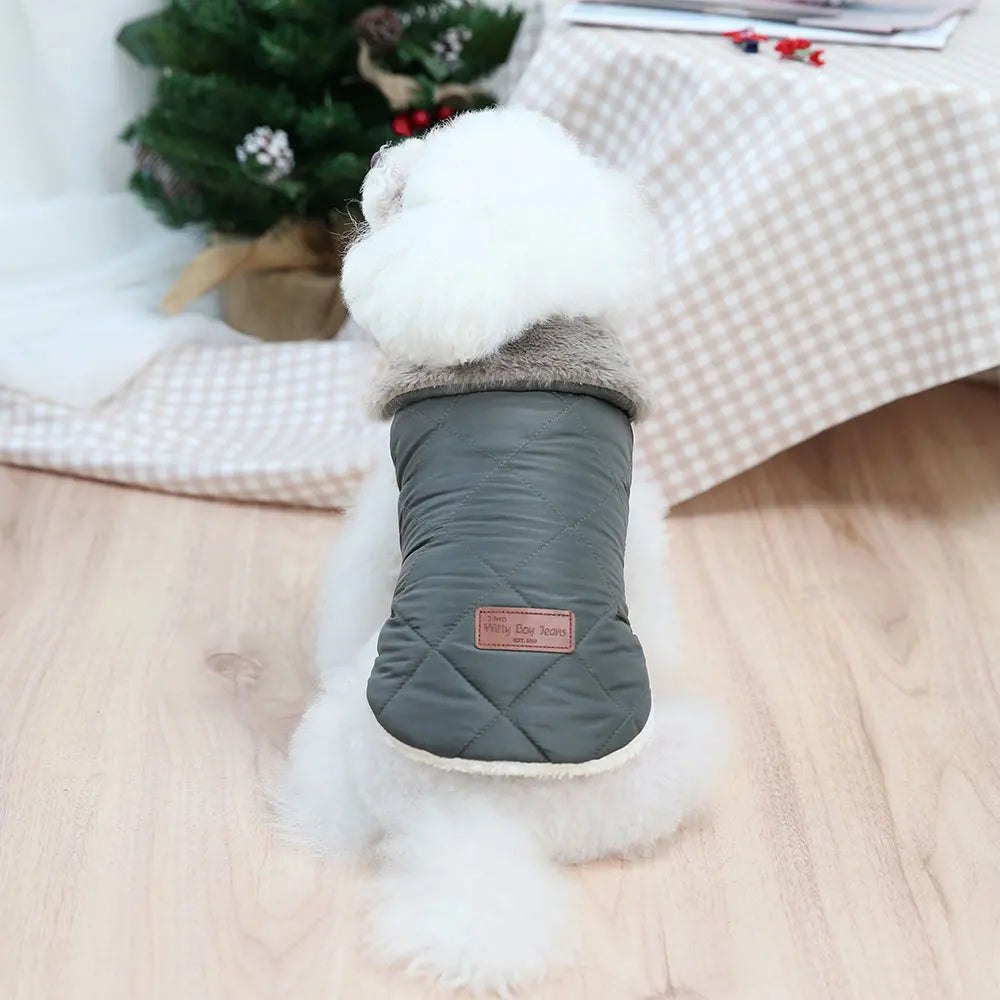 Winter Pet Jacket – Super Warm Coat with Fur Collar for Small Dogs