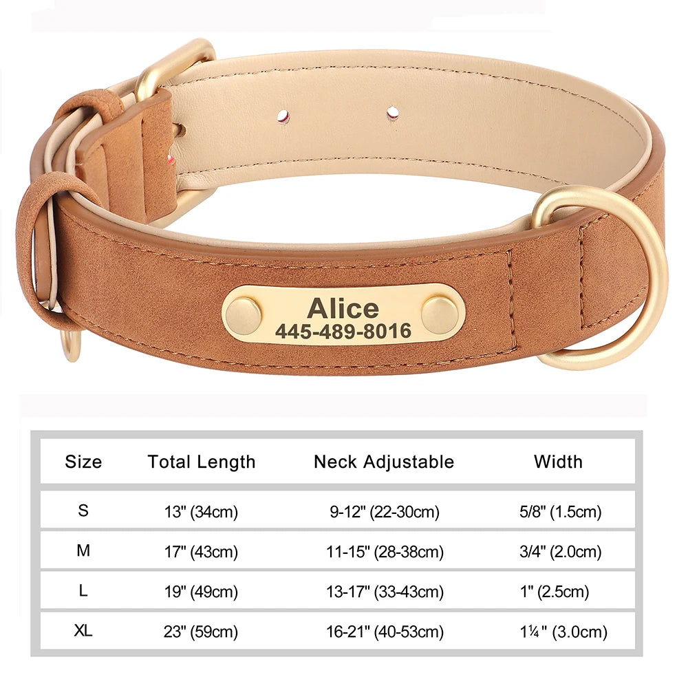 Custom Leather Dog Collar – Personalized with Free Engraving | XS–XXL Sizes