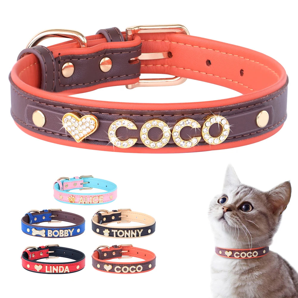 Personalized Small Dog Cat Collar – DIY Rhinestone Bling Charm
