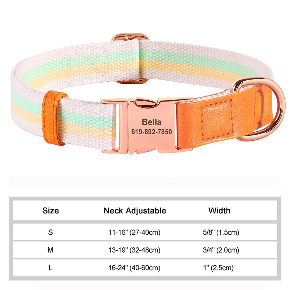 ✨ Personalized Nylon & Leather Dog Collar – Free Custom Engraving Included!