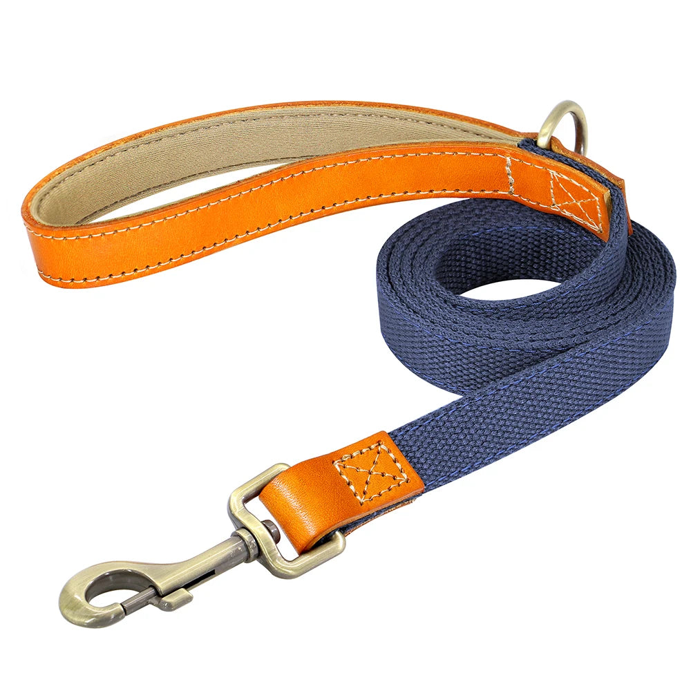 150cm Dog Walking Leash – Durable Nylon Lead Rope with PU Leather Handle