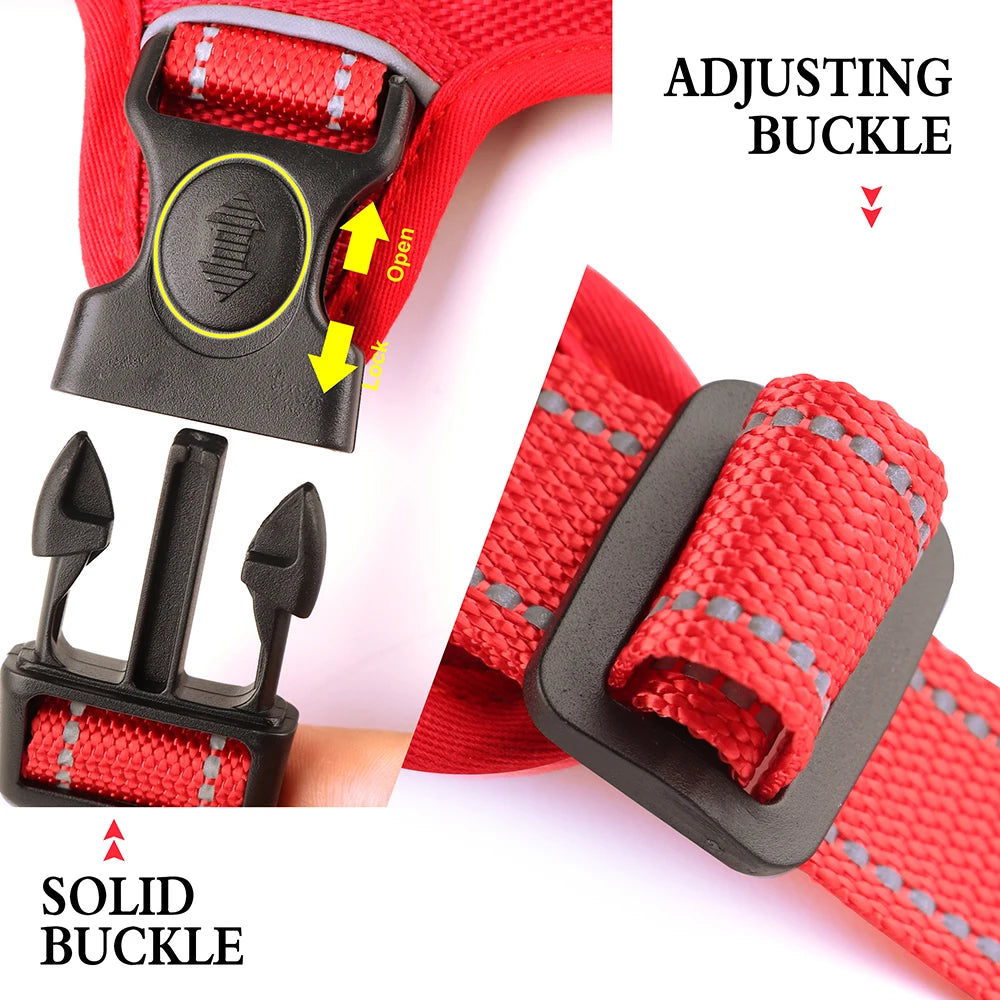 Reflective Dog Harness Vest Mesh Nylon Pet Vest No Pull Adjustable Harness for Small Medium Large Dogs With Handle Pitbull Pug