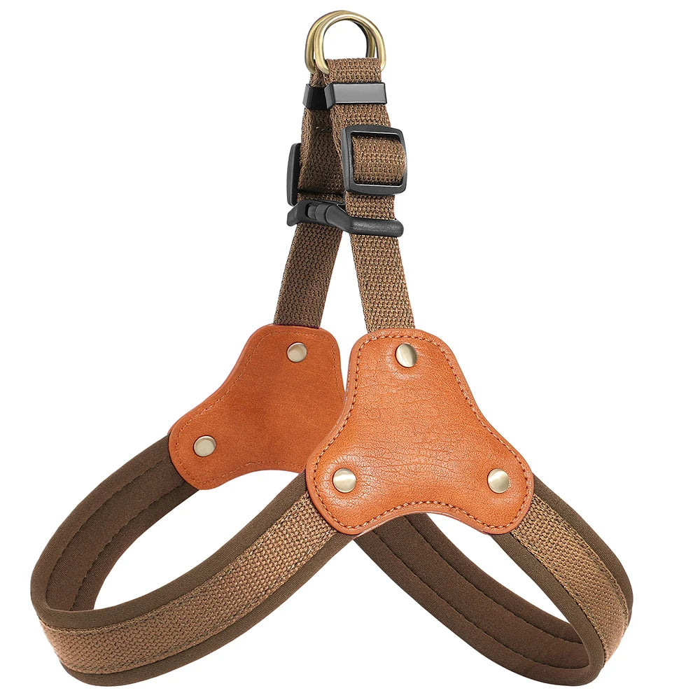 Nylon Leather Padded Dog Harness Vest Durable Pet Harness For Medium Large Dogs French Bulldog Labrador Walking Training