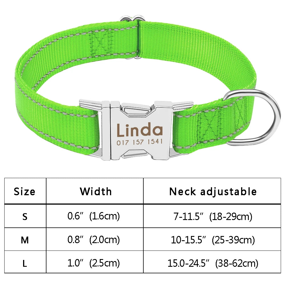 Adjustable Personalized Dog Collar – Custom Engraved Nylon Pet ID Collar | For Small, Medium & Large Dogs