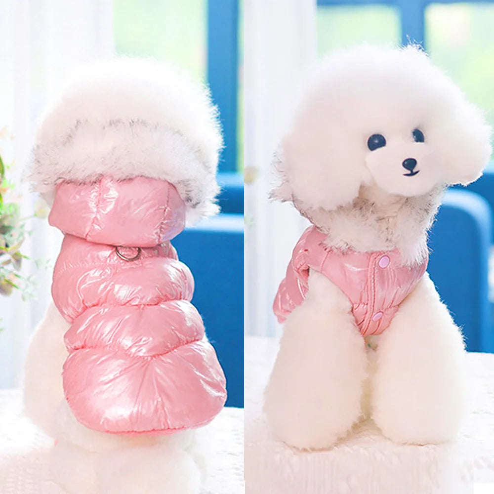 Winter Dog Jacket – Warm Cotton Coat with Fur Hood