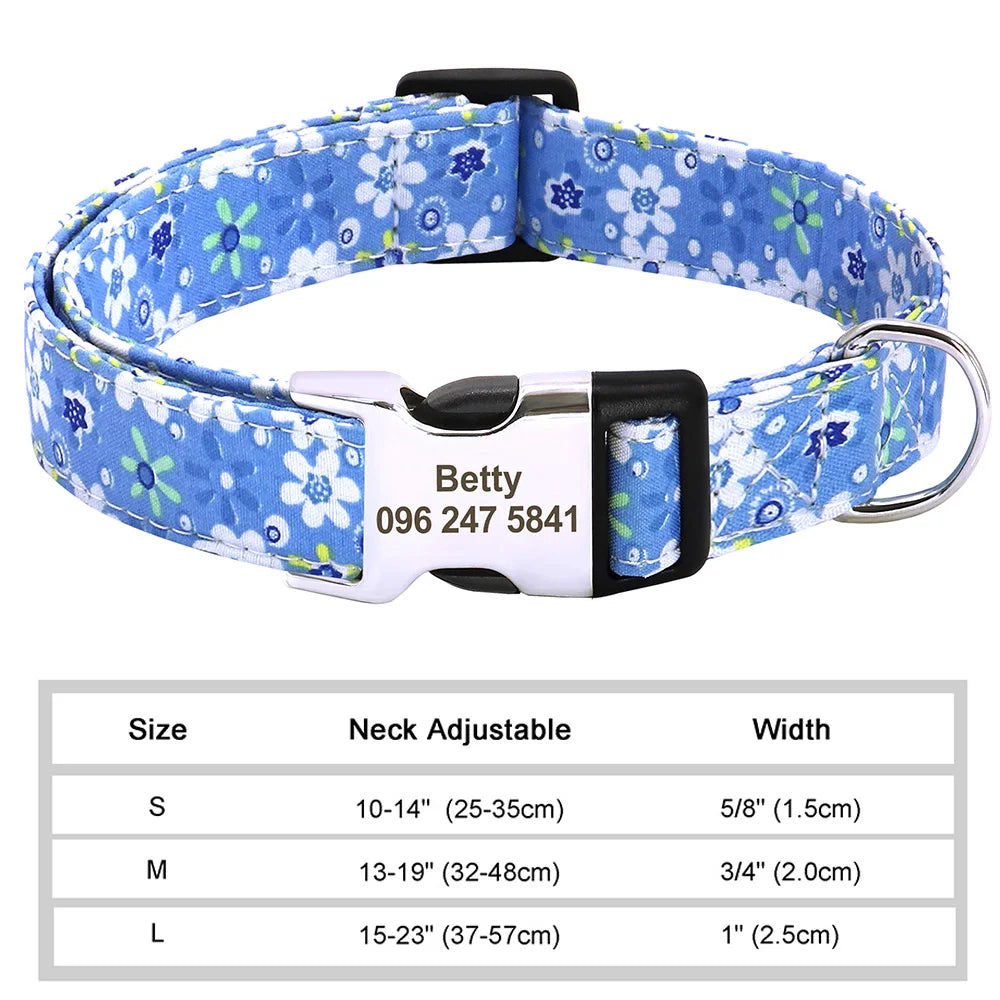 🎨 Personalized Nylon Dog Collar – Free Engraving, Adjustable Fit for Small to Large Dogs