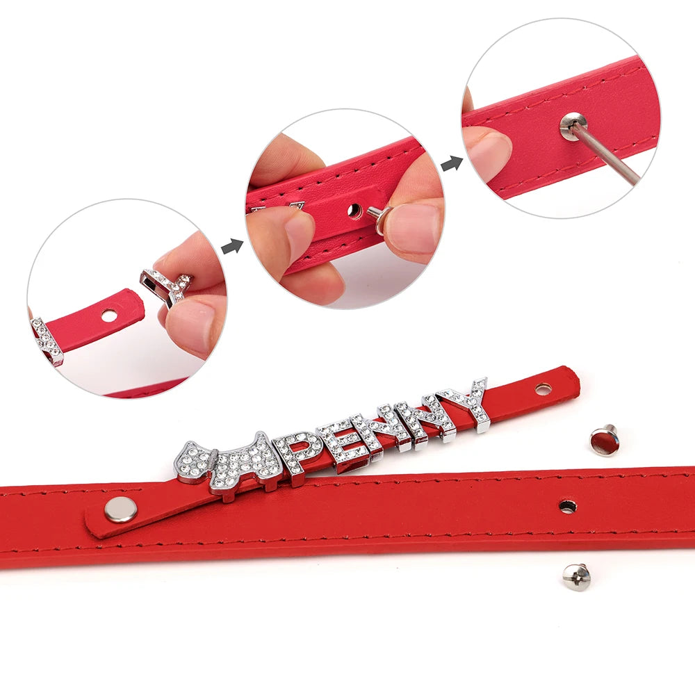 ✨ Personalized Bling Dog Collar & Leash Set – Custom Name with Rhinestones for Small & Medium Pets ✨