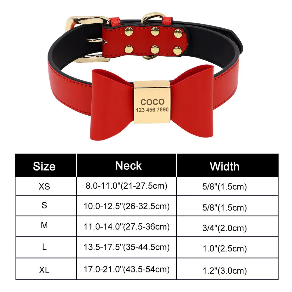 ✨ Personalized Nylon Bowknot Dog Collar – Custom Printed Name Tag for Small & Medium Dogs ✨