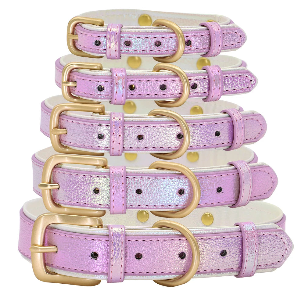 Personalized Leather Dog Collar – Custom Engraved Nameplate ID Tag for Small, Medium & Large Dogs