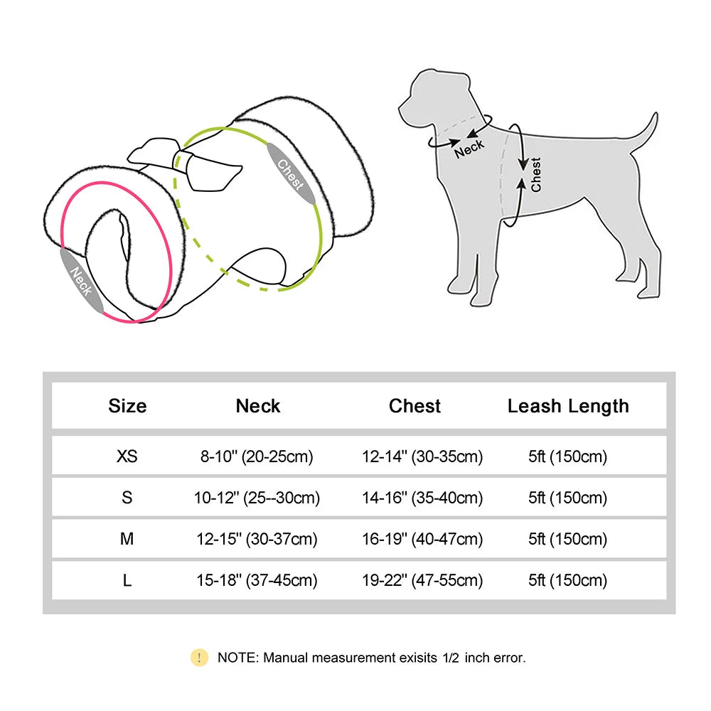 Warm Winter Dog Harness – Bling Rhinestone Fur Vest with Bowtie for Small & Medium Dogs and Cats