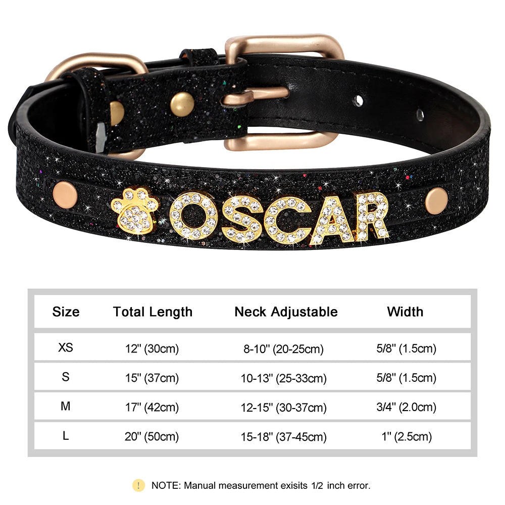 ✨ Personalized Bling Rhinestone Dog Collar – For Small Dogs & Cats ✨