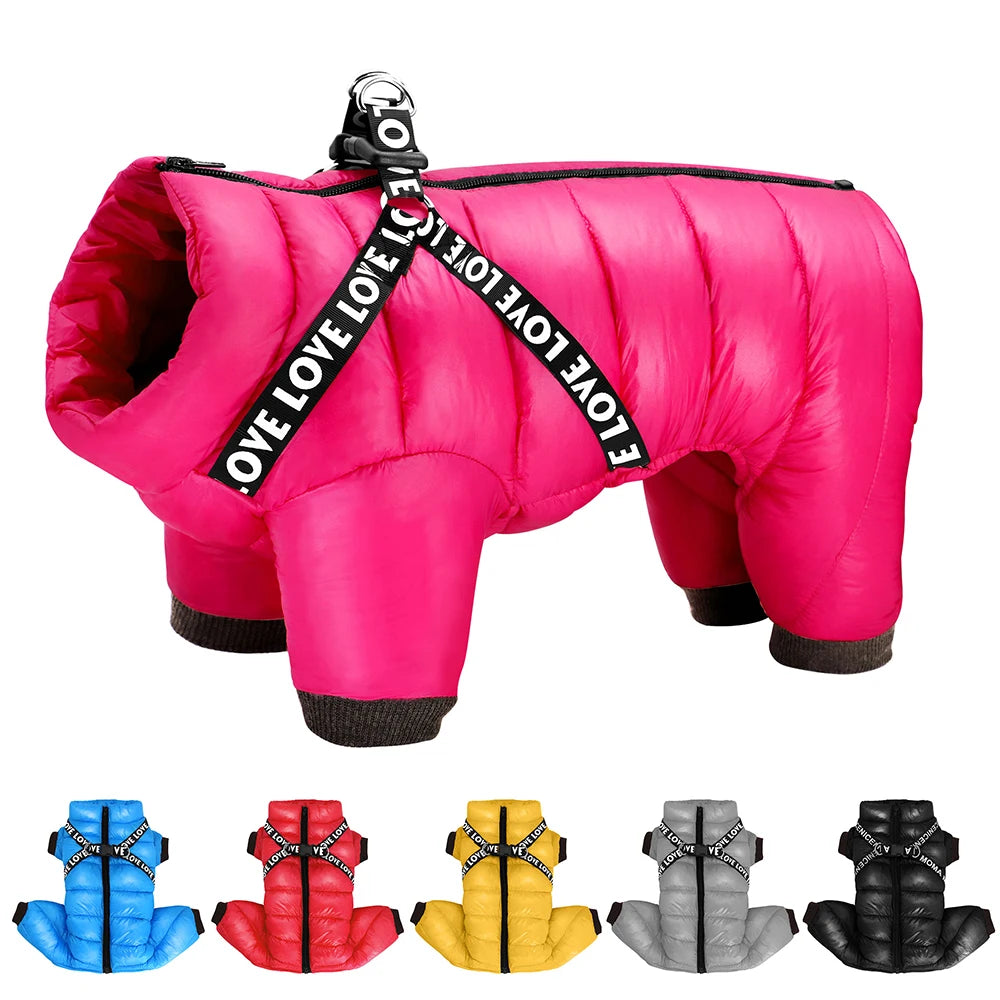 Super Warm Dog Jacket with Built-in Harness – Waterproof Winter Coat for Small & Medium Dogs