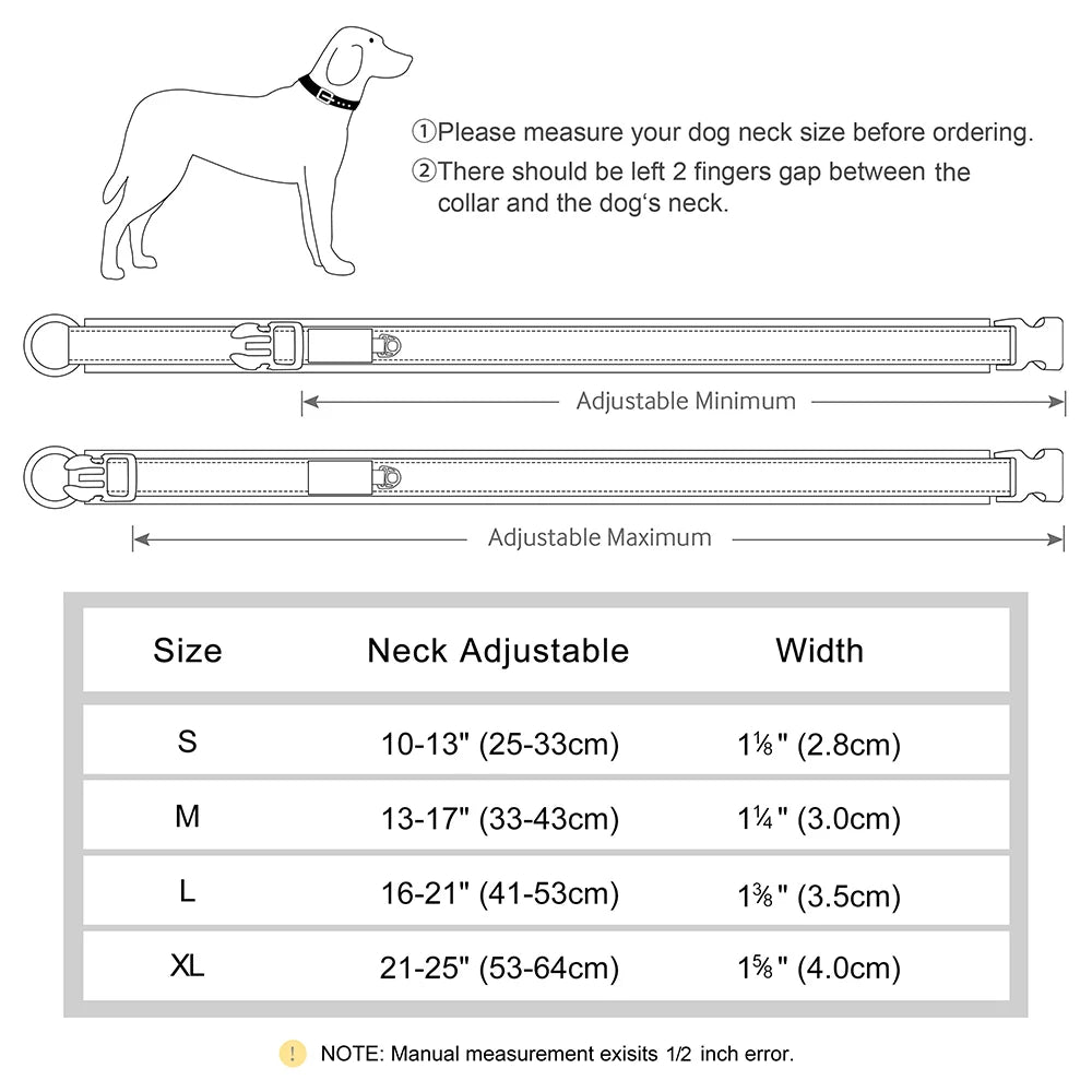 Adjustable Dog Collar - Personalized Reflective Padded Collar with Free Engraved ID Tag for Small, Medium & Large Dogs (Pitbull, Pug & More)