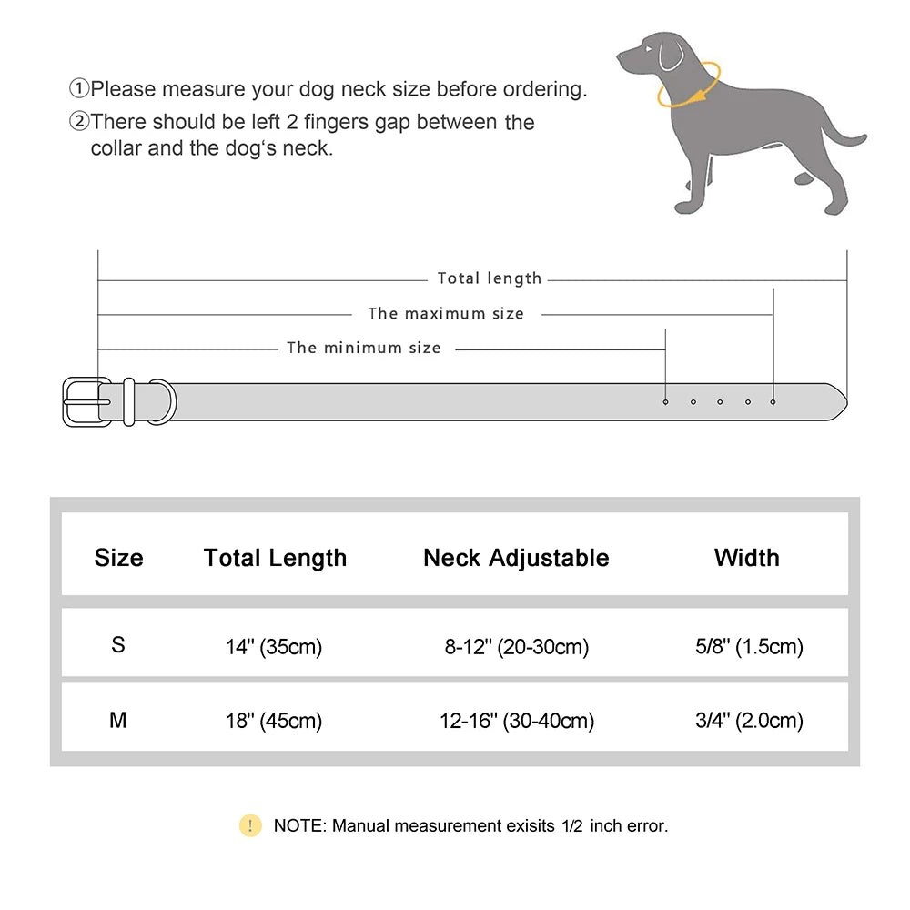 Personalized Genuine Leather Pet Puppy Collar For Small Dogs Cats