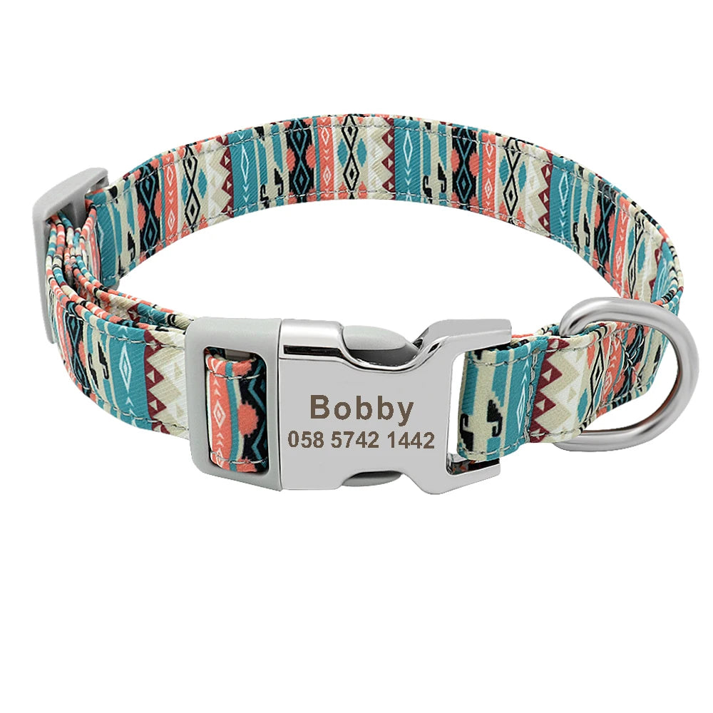 Custom Dog Collar Personalized Pet Dog ID Name Tag Accessories Collars Small Medium Large Nylon Engraved Puppy Dogs Collars S-L