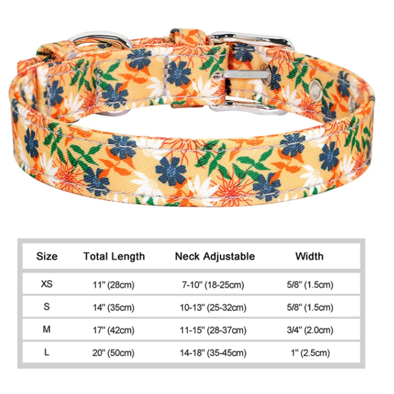 Nylon Custom Dog Collar & Leash Set with Personalized Leather Nameplate – Adjustable ID Tag for Small, Medium & Large Dogs