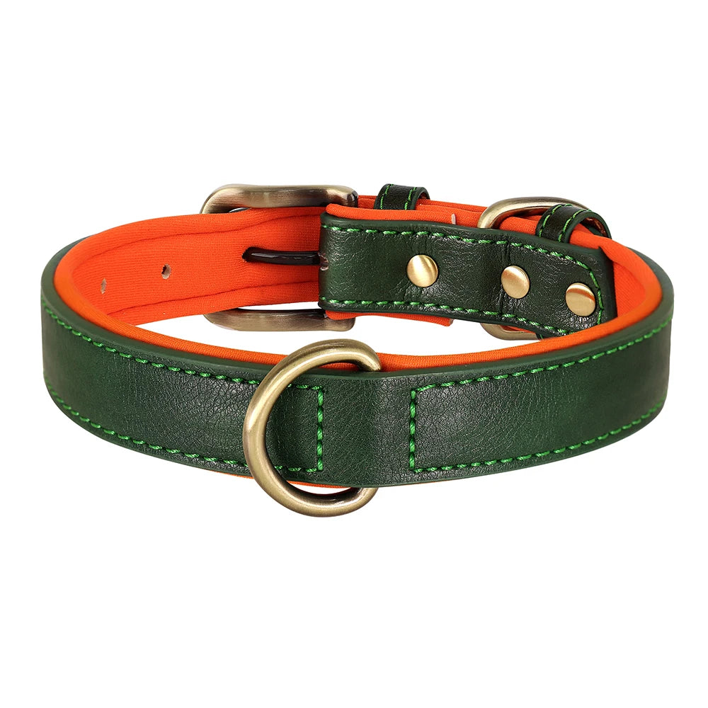 PU Leather Dog Collar – Soft Padded Adjustable Pet Collar for Small & Medium Dogs (Pitbull, French Bulldog) – S/M/L