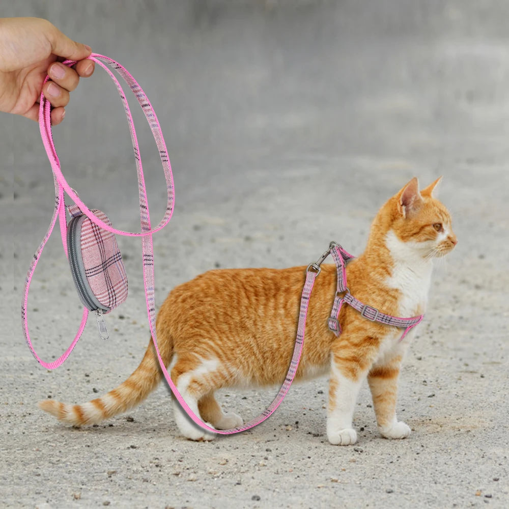 Adjustable Pet Harness & Leash Set – Soft Nylon Dog & Cat Vest