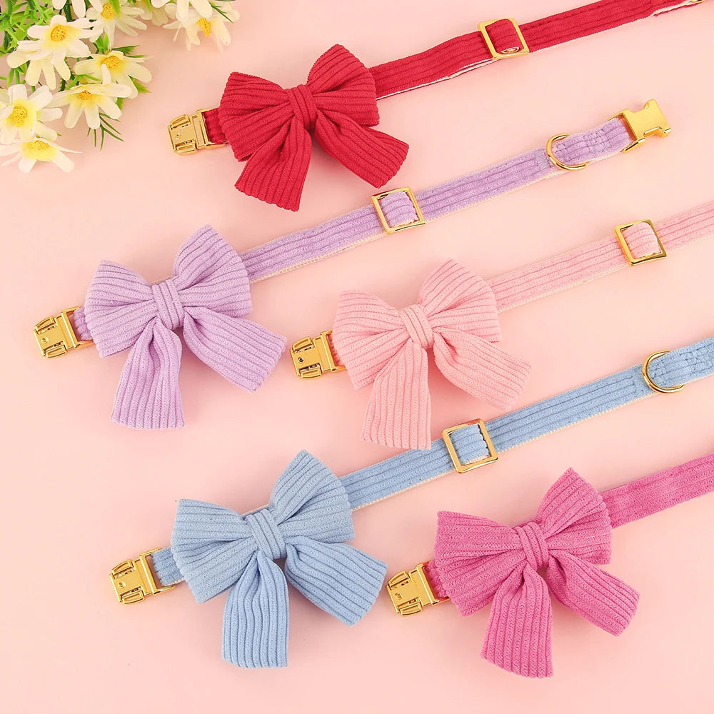 🎀 Personalized Dog Collar with Big Bowtie – Cute, Stylish & Custom Engraved