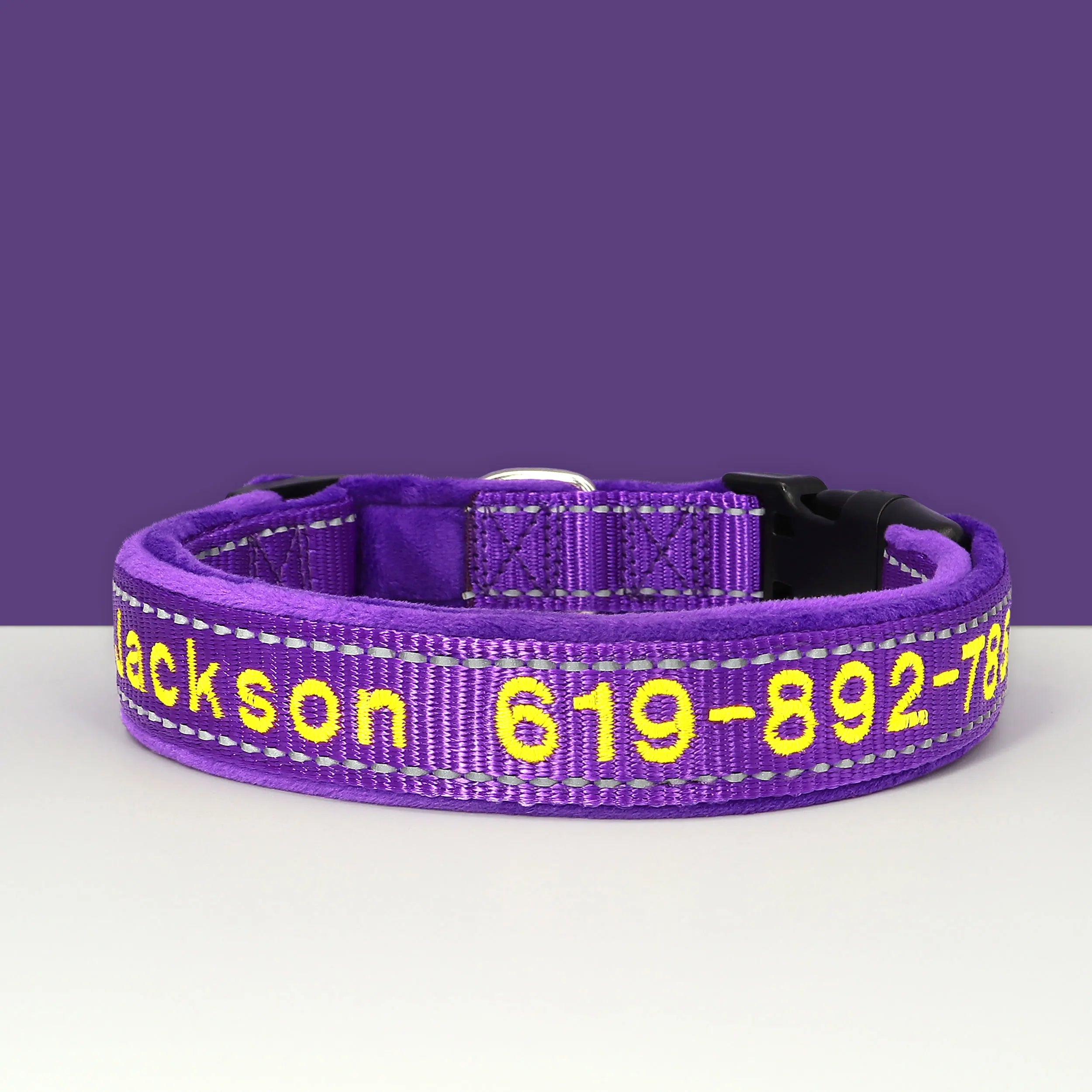 Personalized Embroidered Dog Collar – Reflective Nylon Adjustable ID Collar with Custom Name & Phone Number for Small, Medium & Large Dogs