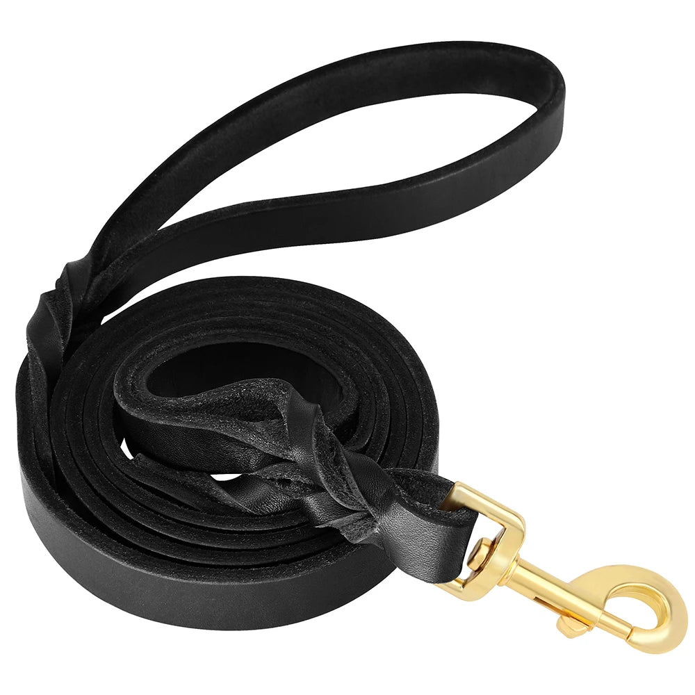 6ft Genuine Leather Dog Leash – Durable Training & Walking Lead for Medium & Large Dogs