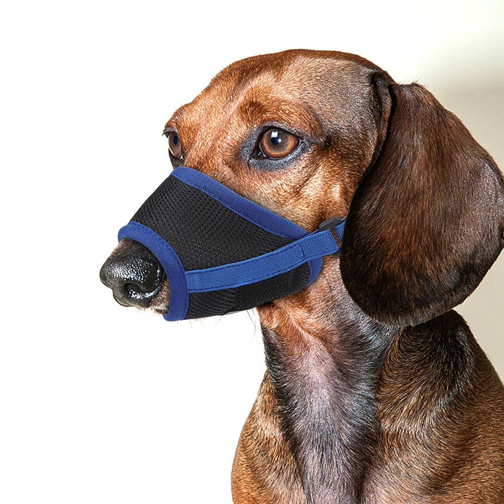 Adjustable Nylon Mesh Dog Muzzle – Soft Breathable Anti-Bark & Chew Training Muzzle for Small, Medium & Large Dogs