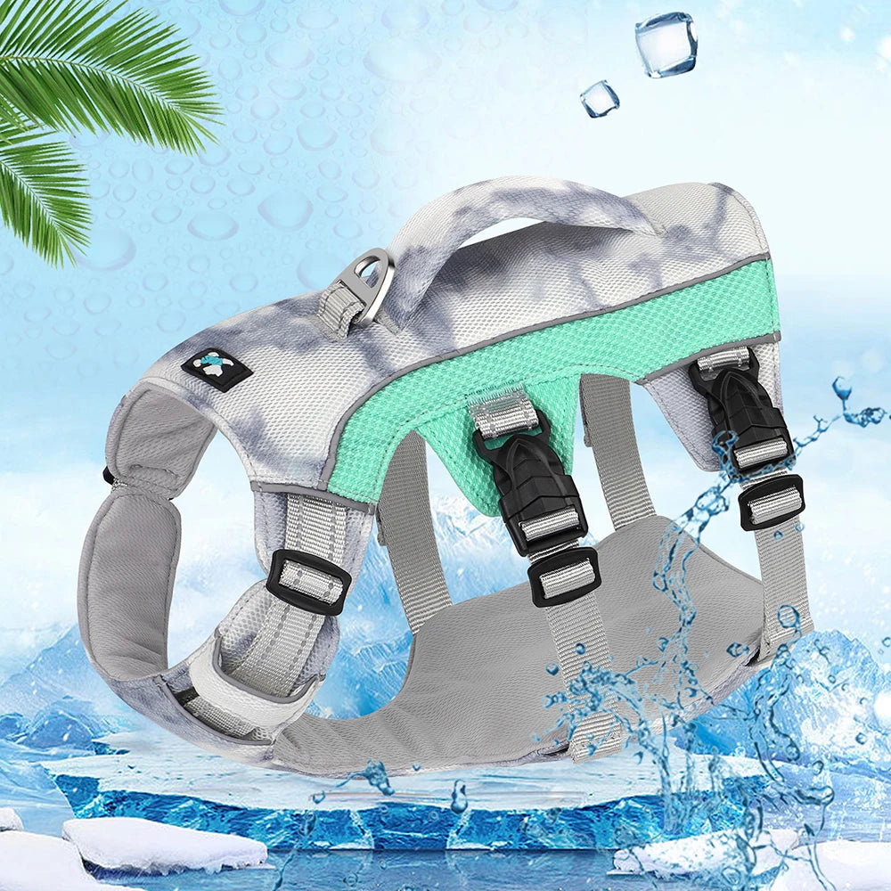 Summer Ice Cooling Dog Harness Vest Reflective Pet Harness Clothes for Small Medium Large Dogs Outdoor Pet Cool Down Jackets
