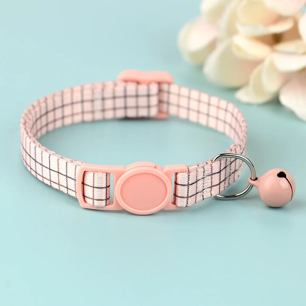Cute Adjustable Dog & Cat Collar with Bell – Nylon Pet Necklace for Small Dogs & Kittens
