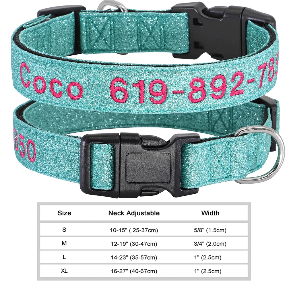 Personalized Embroidered Nylon Dog Collar – Custom Name & Phone ID – For Small, Medium & Large Dogs