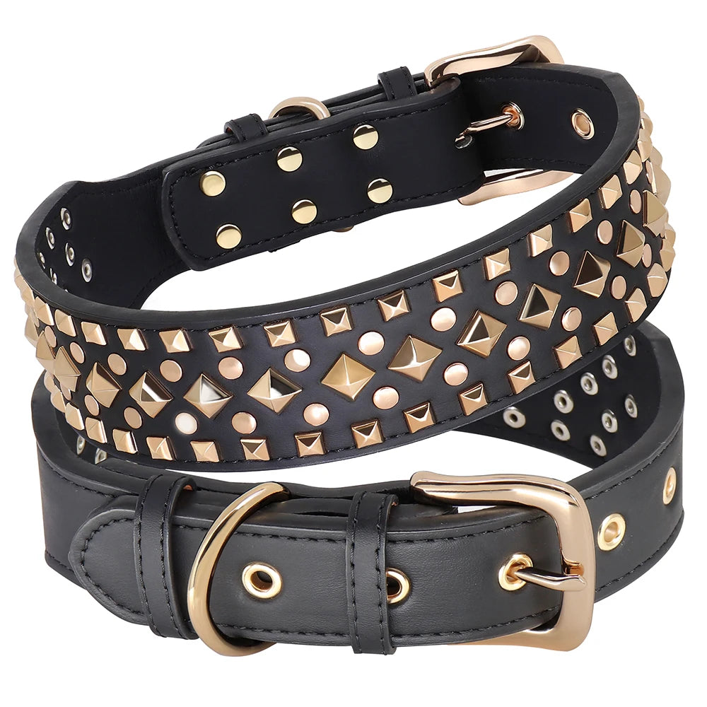 Luxurious Leather Spiked Dog Collar – Adjustable for Medium & Large Dogs