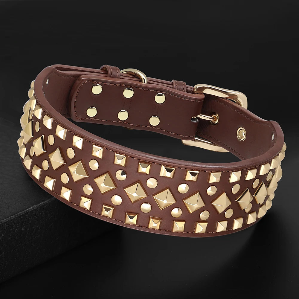 Luxurious Leather Spiked Dog Collar – Adjustable for Medium & Large Dogs