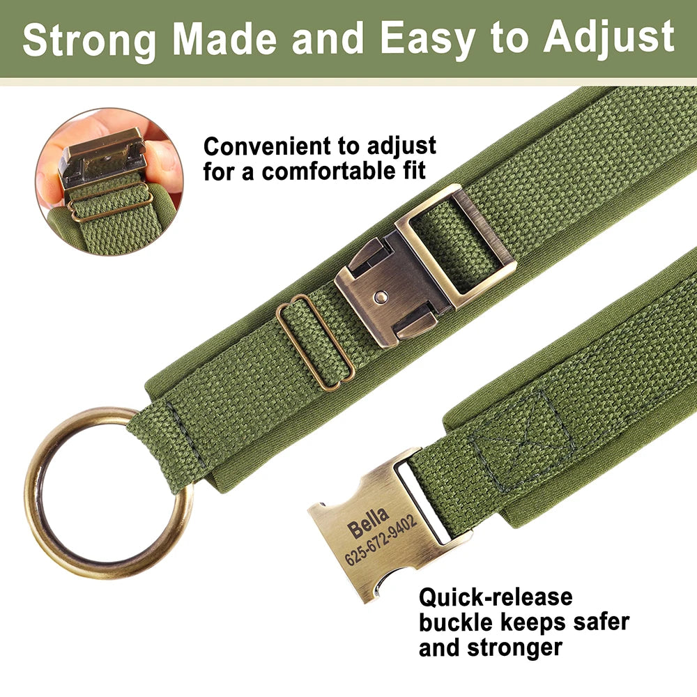 Personalized Nylon Dog Collar – Adjustable Soft Padded Pet ID Collar for Small, Medium & Large Dogs