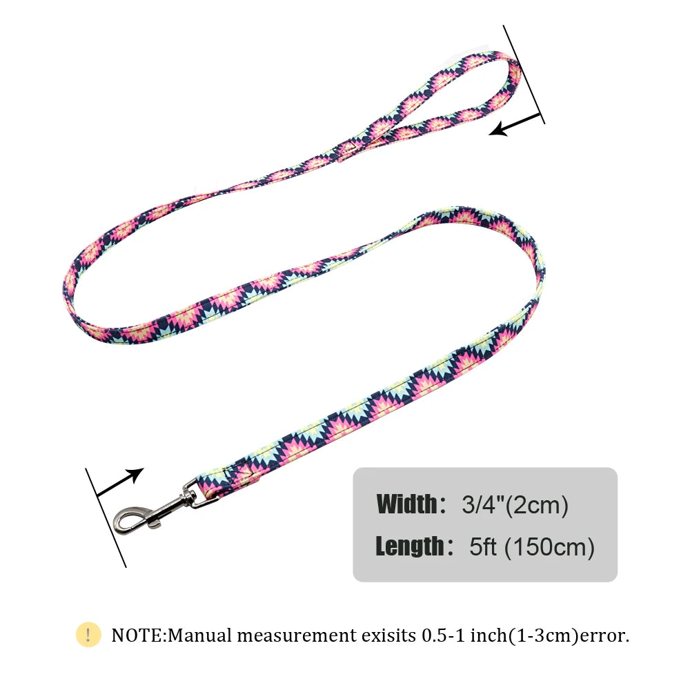 Durable Nylon Printed Dog Leash – 5 Colors Rope Lead for Small, Medium & Large Dogs (Walking, Training & Running)
