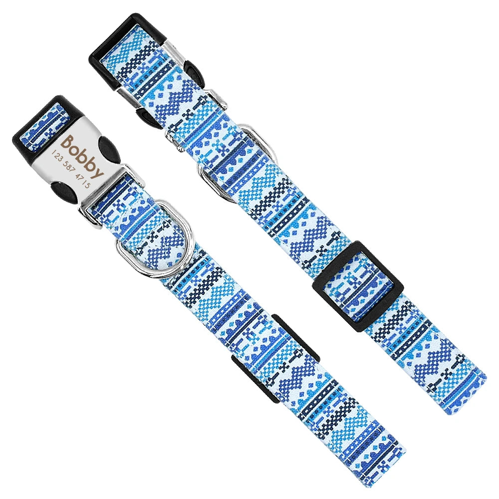 Adjustable Personalized Dog Collar – Custom Engraved Nylon Pet ID Collar | For Small, Medium & Large Dogs