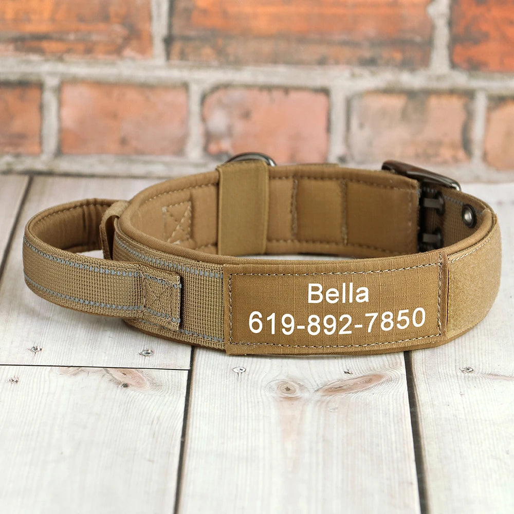 Custom Military Dog Collar – Personalized Tactical Nylon Collar | Adjustable for Medium & Large Dogs (German Shepherd, Labrador, Retriever)