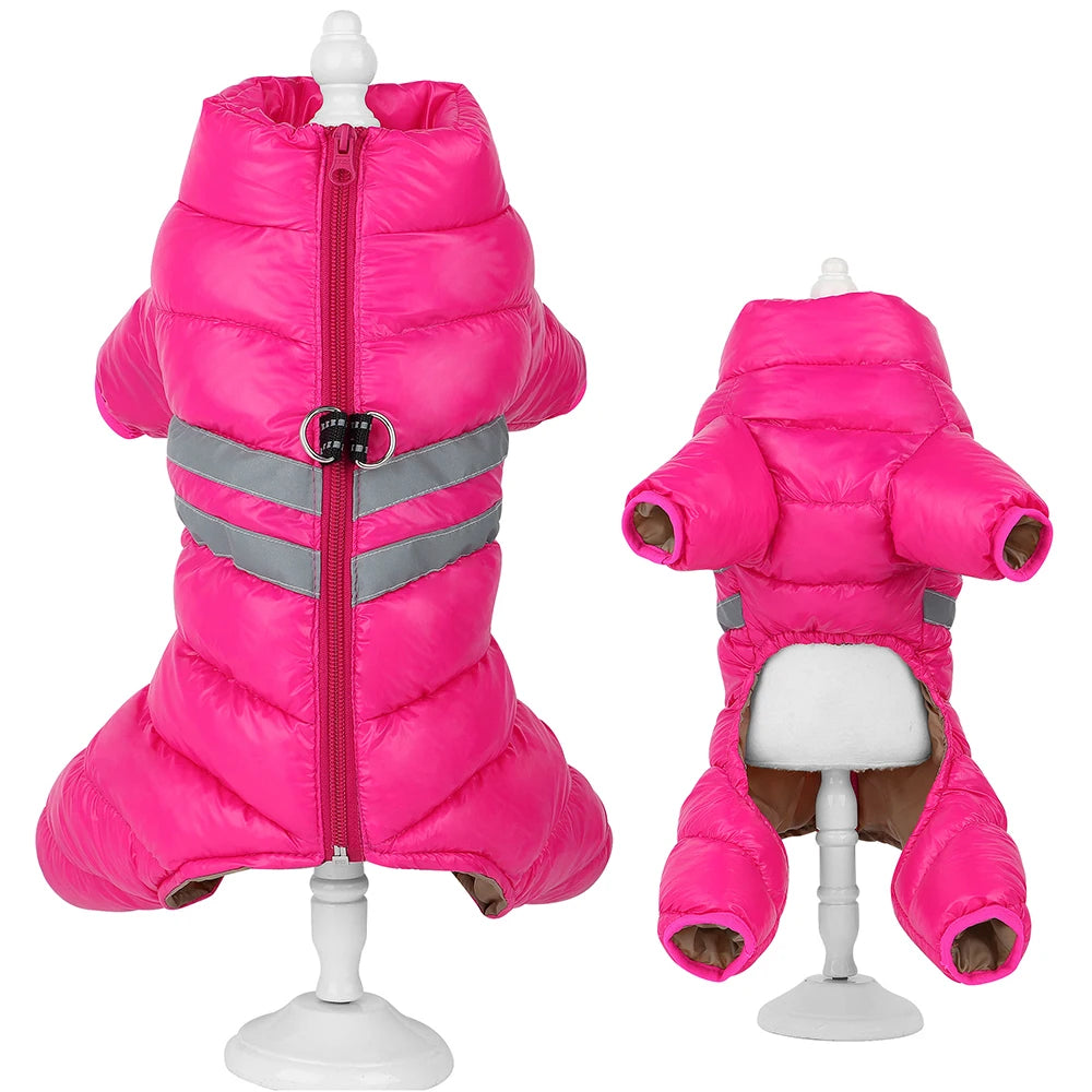 Thick Warm Waterproof Dog Jacket – Winter Coat with Reflective Strips