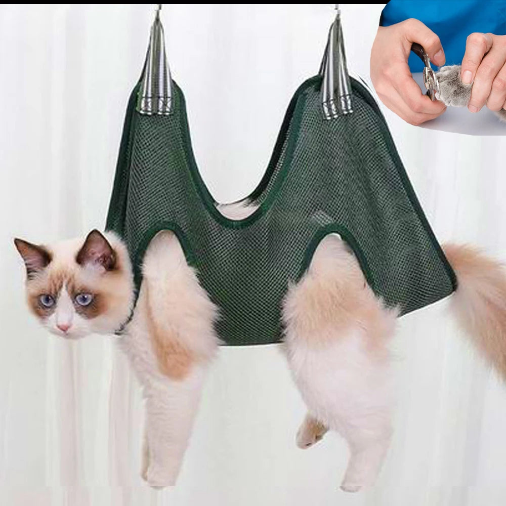 Cat & Small Dog Grooming Hammock Helper – Restraint Bag for Nail Clipping, Bathing & Trimming
