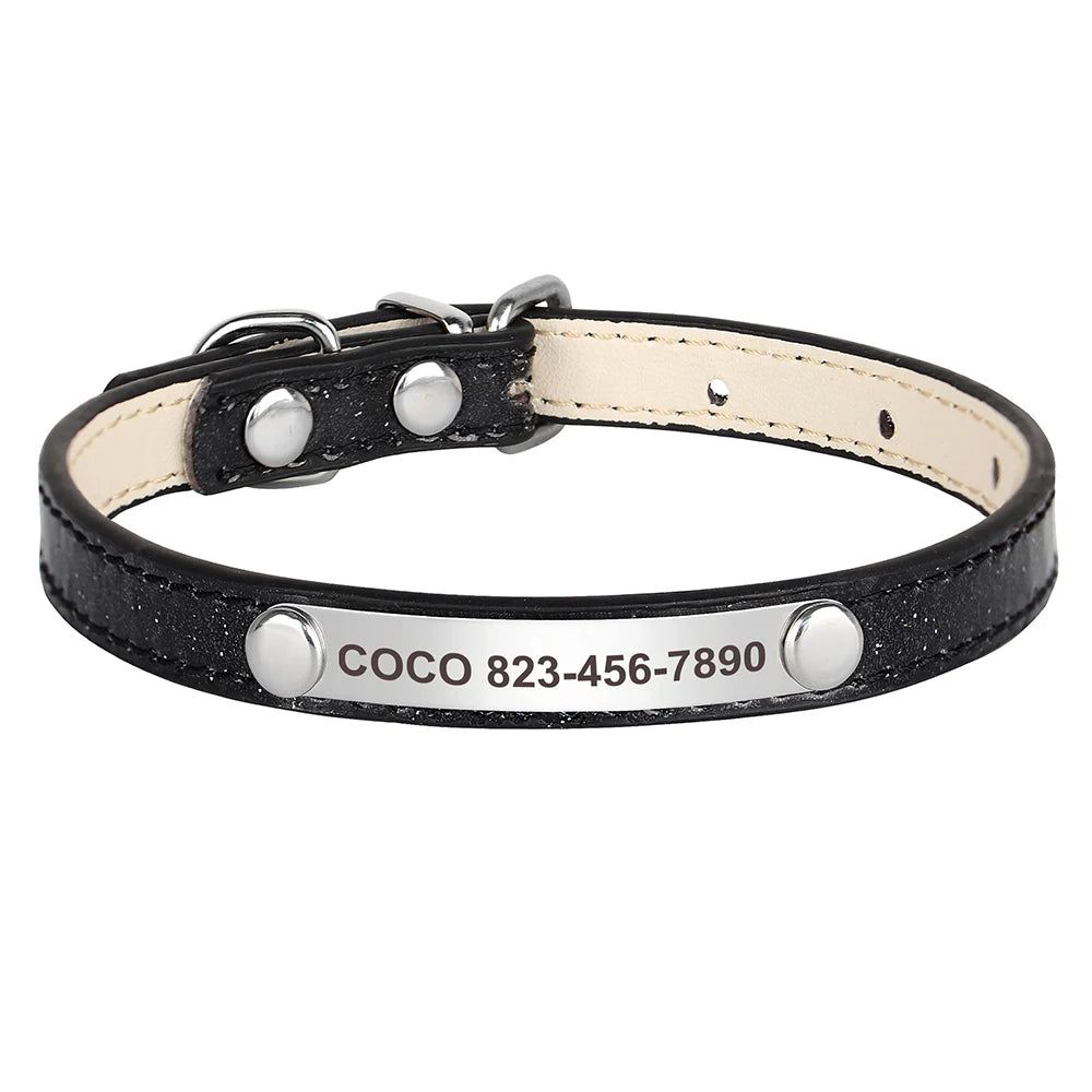 Anti-Lost Personalized Cat Collar with Engraved ID Nameplate – Bling Collar for Cats & Small Dogs