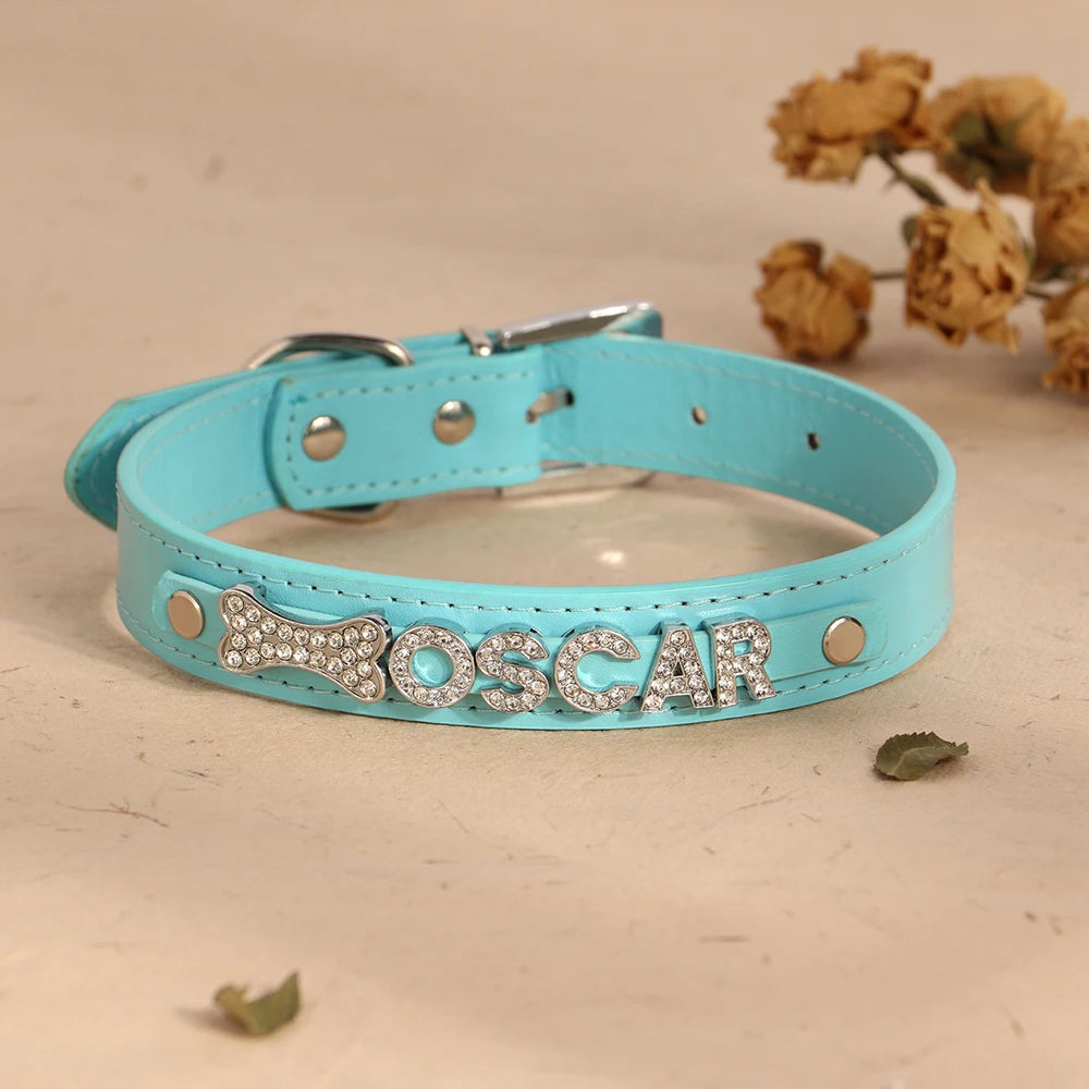 ✨ Personalized Bling Dog Collar & Leash Set – Custom Name with Rhinestones for Small & Medium Pets ✨