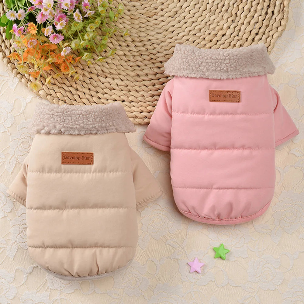 Thick Warm Winter Dog Coat with Fur Collar – Pet Jacket for Chihuahua, Pug, Yorkie, Teddy & More (Small & Medium Dogs, Cats)