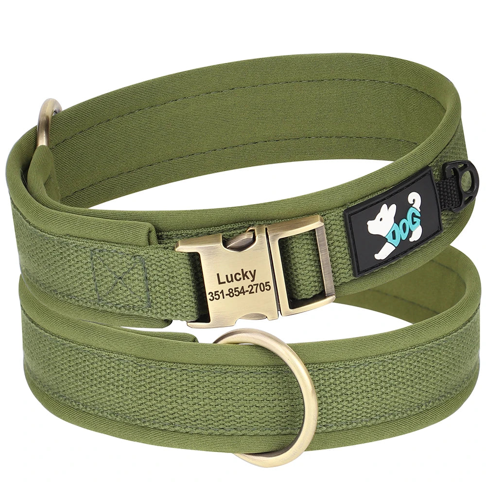 Personalized Nylon Dog Collar – Adjustable Soft Padded Pet ID Collar for Small, Medium & Large Dogs