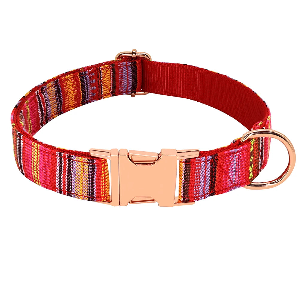 Nylon Dog Collar Colorful Pet Buckle Collar Anti-lost Nameplate ID Tag Adjustable For Small Medium Large Dogs S-L