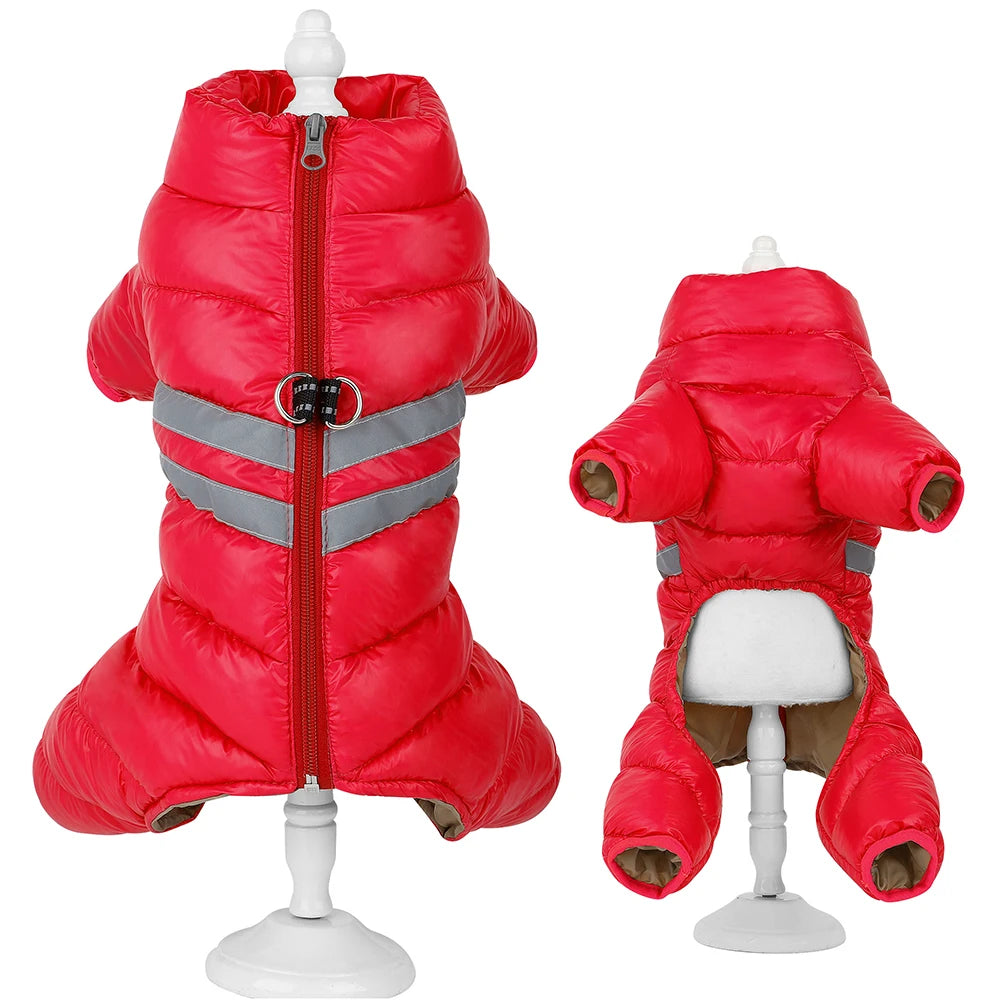Thick Warm Waterproof Dog Jacket – Winter Coat with Reflective Strips