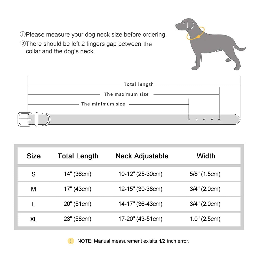 Custom Leather Dog Collar – Personalized Engraved ID Tag, Soft Padded Adjustable for Small & Medium Dogs