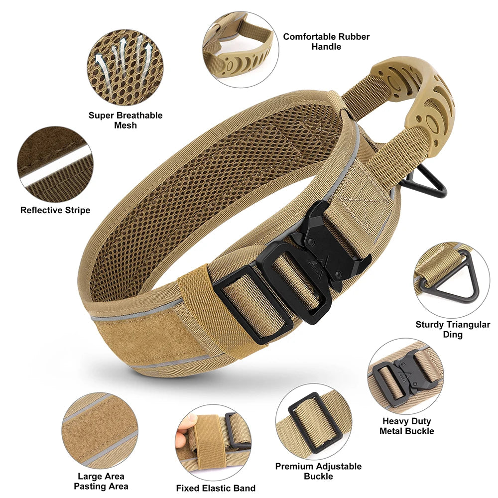 Tactical Dog Collar & Leash Set – Adjustable, Durable Nylon for Medium & Large Dogs