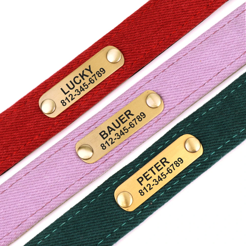 Personalized Dog Collars PU Leather Pet ID Collars Custom Engraved Nameplate Tag Adjustable For Small Medium Large Dogs