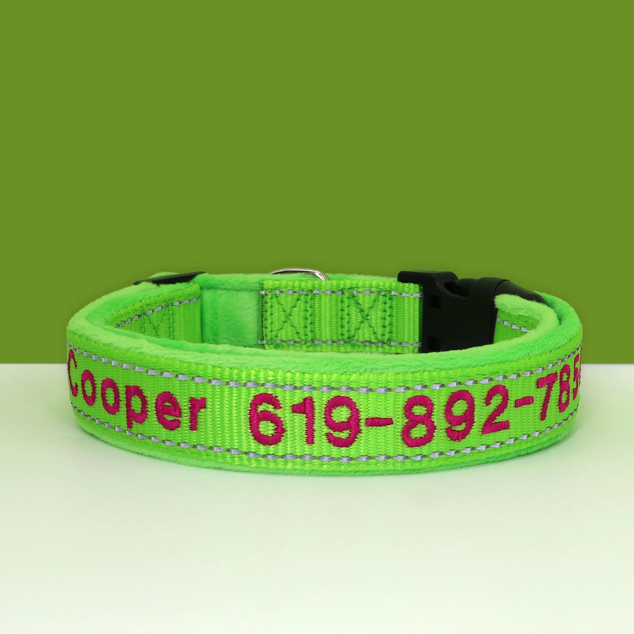 Personalized Embroidered Dog Collar – Reflective Nylon Adjustable ID Collar with Custom Name & Phone Number for Small, Medium & Large Dogs
