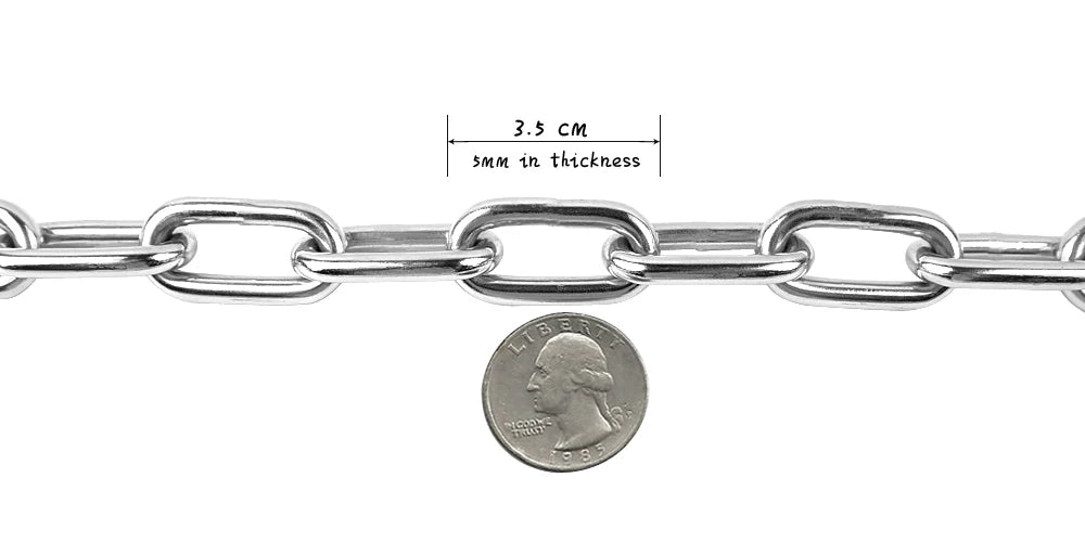 Durable Dog Chain Leash with Leather Handle – Heavy Duty Chrome Steel Pet Lead for Small & Large Dogs