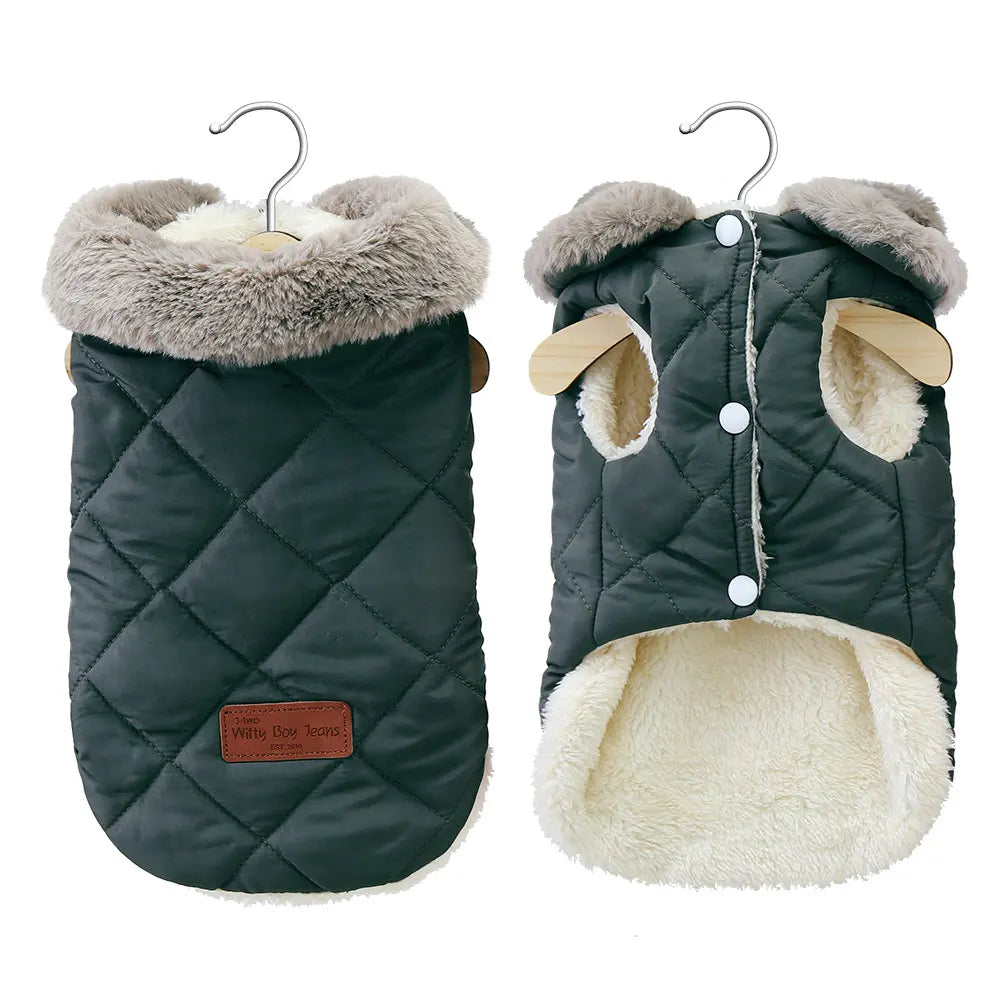 Winter Pet Jacket – Super Warm Coat with Fur Collar for Small Dogs